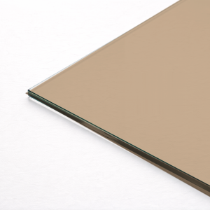Bronze tinted toughened glass pane on a white background