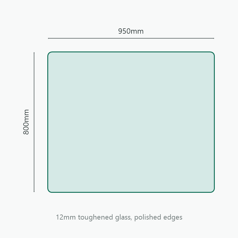Rectangular Glass Hearth 950 x 800mm