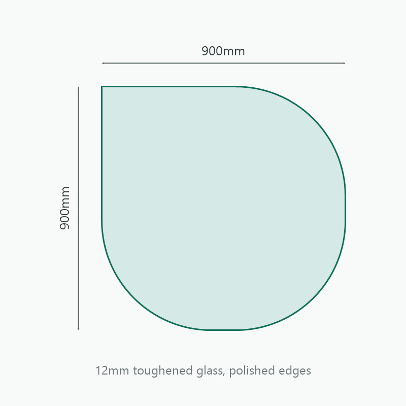 Teardrop Glass Hearth 900 x 900mm